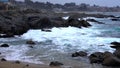 Quintay, Chile Rocky Coast Battered By Waves - Close View