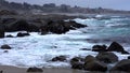 Quintay, Chile Rocky Coast Battered By Waves - Medium View