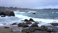 Quintay, Chile Rocky Coast Battered By Waves - Slow Motion Large Wave