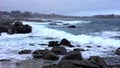 Quintay, Chile Rocky Coast Battered By Waves - Wide View