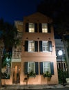 Quintessential Charleston building at night