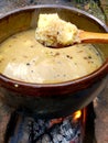 Quinua soup is the best cooked with fire Royalty Free Stock Photo