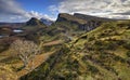 Quiraing mountains in Isle of Skye Royalty Free Stock Photo