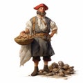 Quirky Bavarian Clam Character Design With Potato Sack