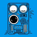 Quirky Blue Radio And Tv Drawing With Algorithmic Artistry