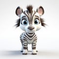 Quirky Cartoon Zebra Model: Babycore Style With Intense Gaze