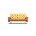 Minimalist Cartoon Couch Illustration On White Background