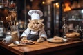 Quirky Cat Dressed As A Hilarious Chef With A Chefs Hat And Apron