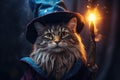 Quirky Cat Dressed As A Magical Wizard With A Pointed Hat