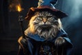 Quirky Cat Dressed As A Magical Wizard With A Pointed Hat