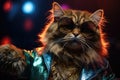 Quirky Cat In A Retro Disco Outfit, Bringing The Party Vibes