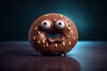 Cute chocolate donut with eyes. Generative AI