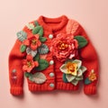 Quirky Charm: Begonia Sweater With Meticulous Photorealistic Still Life Design