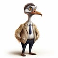 Quirky And Charming: Anthropomorphic Ostrich In Business Suit