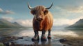 Quirky Comfort: A Highland Cow Flaunting Crocs in Style