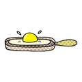 quirky comic book style cartoon fried egg in frying pan Royalty Free Stock Photo