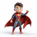 Quirky 3d Boy Superhero In Superman Outfit Clean And Charismatic Design