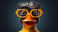 Quirky 3d Rendering Of A Duck Character With Glasses