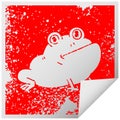 quirky distressed square peeling sticker symbol frog