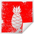 quirky distressed square peeling sticker symbol pineapple