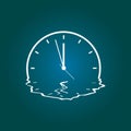 Quirky drawing of a melting clock.Vector illustration