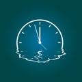Quirky drawing of a melting clock.Vector illustration Royalty Free Stock Photo