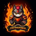 Quirky and Endearing Gaming Logo - FireFrame Fighter Royalty Free Stock Photo