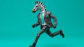 Quirky Figurative Statue Running In Zebra Costume With Business Suit