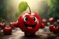 Quirky Funny cherry character. Smiling fruit art