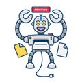 Quirky funny printer robot mascot character illustration vector