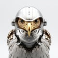 Quirky Futuristic Eagle Armor Art With Strong Facial Expression