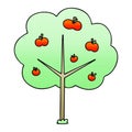 quirky gradient shaded cartoon apple tree