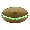 quirky gradient shaded cartoon bagel