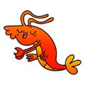 quirky gradient shaded cartoon happy shrimp