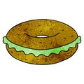 quirky hand drawn cartoon bagel