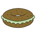 quirky hand drawn cartoon bagel