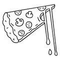 quirky line drawing cartoon cheesy pizza