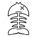 quirky line drawing cartoon dead fish bone Royalty Free Stock Photo