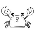 quirky line drawing cartoon happy crab