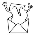 quirky line drawing cartoon happy letter