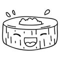 quirky line drawing cartoon happy sushi