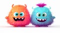 quirky monster pals in cute funny with cartoon kawaii style on white background