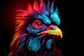 Quirky Neon chicken bird portrait. Generate Ai Royalty Free Stock Photo