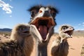 Quirky Ostrich selfie funny. Generate Ai Royalty Free Stock Photo