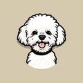 Clean And Simple White Poodle Illustration With Big Tongue