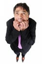 Quirky portrait of a fearful man Royalty Free Stock Photo