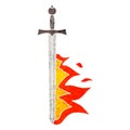 quirky retro illustration style cartoon flaming sword