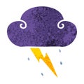 quirky retro illustration style cartoon thunder cloud Royalty Free Stock Photo