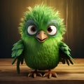 Quirky Robin Character With Vibrant Green Color And Playful Eyes Royalty Free Stock Photo