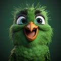 Quirky Robin Character With Vibrant Green Color And Playful Eyes Royalty Free Stock Photo